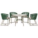 Mesa com 4 Cadeiras de Jantar Roma 100cm e Noronha em Aluminío Fendi Corda Nautica Estofado 6 Trama Original