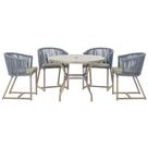 Mesa com 4 Cadeiras de Jantar Roma 100cm e Noronha em Aluminío Fendi Corda Nautica Estofado 8 Trama Original