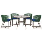 Mesa com 4 Cadeiras de Jantar Roma 100cm e Noronha em Aluminío Marrom Corda Nautica Estofado 10 Trama Original