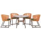 Mesa com 4 Cadeiras de Jantar Roma 100cm e Noronha em Aluminío Marrom Corda Nautica Estofado 13 Trama Original