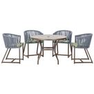 Mesa com 4 Cadeiras de Jantar Roma 100cm e Noronha em Aluminío Marrom Corda Nautica Estofado 5 Trama Original