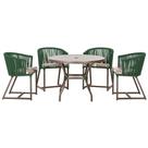 Mesa com 4 Cadeiras de Jantar Roma 100cm e Noronha em Aluminío Marrom Corda Nautica Estofado 6 Trama Original