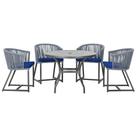 Mesa com 4 Cadeiras de Jantar Roma 100cm e Noronha em Aluminío Preto Corda Nautica Estofado 10 Trama Original