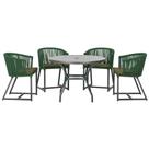 Mesa com 4 Cadeiras de Jantar Roma 100cm e Noronha em Aluminío Preto Corda Nautica Estofado 13 Trama Original