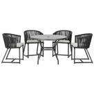 Mesa com 4 Cadeiras de Jantar Roma 100cm e Noronha em Aluminío Preto Corda Nautica Estofado 3 Trama Original