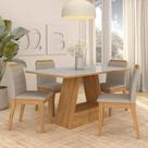 Mesa Com 4 Cadeiras Nápoles 1,36 Cinamomo/off/bege - Móveis Arapongas