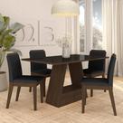 Mesa Com 4 Cadeiras Nápoles 1,36 Imbuia/preto/preto - Móveis Arapongas