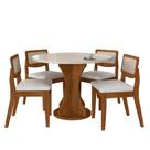 Mesa Com 4 Cadeiras Redonda C/vidro Santorini Fre/off/material sintético Bco - M.a
