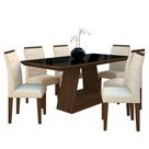 Mesa Com 6 Cadeiras 1,60 ávila Imbuia/preto/bege - Móveis Arapongas Mesa Com 6 Cadeiras 1,60 ávila Imbuia/preto/bege - Móveis Arapongas