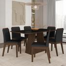 Mesa Com 6 Cadeiras 1,60 Nápoles Imbuia/preto/preto - Móveis Arapongas