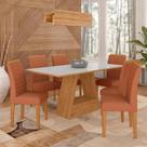 Mesa Com 6 Cadeiras 1,60 Pavia Cinam/off Whi/terrac - Móveis Arapongas