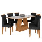 Mesa Com 6 Cadeiras 1,60 Pavia Cinam/off Whit/preto - Móveis Arapongas Mesa Com 6 Cadeiras 1,60 Pavia Cinam/off Whit/preto - Móveis Arapongas