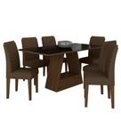 Mesa Com 6 Cadeiras 1,60 Pavia Imbuia/preto/marrom - Móveis Arapongas