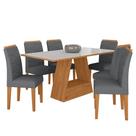 Mesa Com 6 Cadeiras 1,60 Vicenza Cin/off White/cinz - Móveis Arapongas