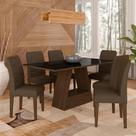 Mesa Com 6 Cadeiras 1,60 Vicenza Imb/preto/marrom - Móveis Arapongas