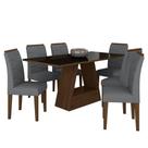 Mesa Com 6 Cadeiras 1,60 Vicenza Imbuia/preto/cinza - Móveis Arapongas