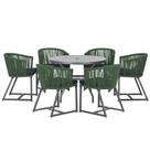 Mesa com 6 Cadeiras de Jantar Roma 120cm e Noronha em Alumínio Preto Corda Náutica Estofado 12 Trama Original