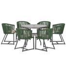 Mesa com 6 Cadeiras de Jantar Roma 120cm e Noronha em Alumínio Preto Corda Náutica Estofado 6 Trama Original