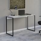 Mesa com Pé de Aço para Escritório Design Moderno 120cm Industrial Branco E Preto