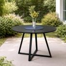 Mesa com Pés de Ferro Jantar Laís 110 Cm Modelo Industrial Preto