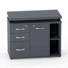 Mesa Complemento Com Armário Aparador 03 Gavetas PE 40 Pandin Grafito e Preto Mesa Complemento Com Armário Aparador 03 Gavetas PE 40 Pandin Grafito e Preto