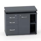 Mesa Complemento Com Armário Aparador 03 Gavetas PE 40 Pandin Grafito e Preto Mesa Complemento Com Armário Aparador 03 Gavetas PE 40 Pandin Grafito e Preto