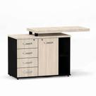 Mesa Complemento Com Armário Aparador 04 Gavetas PE 40 Pandin Casablanca e Preto Mesa Complemento Com Armário Aparador 04 Gavetas PE 40 Pandin Casablanca e Preto
