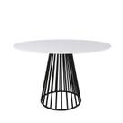 Mesa Cone Aramada - Base Preta - Tampo Redondo 107cm - Cor Branca