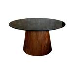 Mesa Cone de Centro Oval 100x70 cm Base laminada em Madeira Pau Ferro Tampo Laca Preta