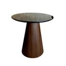 Mesa Cone Lateral Base Imbuia Rajado Tampo 51 cm Laca Preta