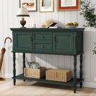 Mesa consola retro ARTPOWER con 2 cajones y 2 gabinetes, verde