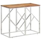 Mesa Consola vidaXL Acacia Maciza y Acero Inoxidable Plateado Mesa Consola vidaXL Acacia Maciza y Acero Inoxidable Plateado