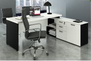 Mesa Consultório em L 1,70x1,60 Web40 + Armário Branco/Preto