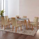 Mesa Copper 180cm Mdf Vidro E 6 Cadeiras Melissa Turim 07/off/naturale/serig. Off Com Vidro