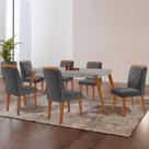 Mesa Copper 180cm Mdf Vidro E 6 Cadeiras Melissa Veludo Grafite/off /nat/serig. Off Com Vidro Mesa Copper 180cm Mdf Vidro E 6 Cadeiras Melissa Veludo Grafite/off /nat/serig. Off Com Vidro