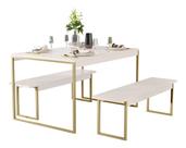 Mesa Cozinha 2 Bancos Industrial Retangular 120x80 Pé Metal