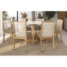 Mesa Cozinha Elma Premium Madeira Maciça c/ Tampo Madeirado c/ Vidro 170x90cm e 6 Cadeiras Lara Carvalho/Off White - Boucle Bege Fendi-Kappesberg