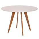 Mesa Cozinha Redonda 1,09 Com Vidro Acerola Madeira/Off White