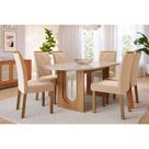 Mesa Cozinha Valentina Tampo Madeirado Oval c/ Vidro 210x100cm e 6 Cadeiras Fernanda Cinamomo/Off White - Carvalho/Suede Nude Bege-Cimol Mesa Cozinha Valentina Tampo Madeirado Oval c/ Vidro 210x100cm e 6 Cadeiras Fernanda Cinamomo/Off White - Carvalho/Suede Nude Bege-Cimol