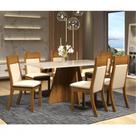 Mesa Dailus com 6 Cadeiras Roma Imbuia Tecido Veludo Pastel Viero Mesa Dailus com 6 Cadeiras Roma Imbuia Tecido Veludo Pastel Viero