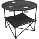 Mesa de acampamento Wakeman dobrável de 2 camadas com 4 porta-copos preta