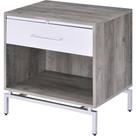 Mesa de Acento de Madera Cistus Acme en Blanco y Roble Gris Desgastado