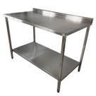 Mesa de Aço Inox Industrial 120x60x90 cm com 1 Prateleira Plano Liso com Espelho Nortinox Mesa de Aço Inox Industrial 120x60x90 cm com 1 Prateleira Plano Liso com Espelho Nortinox