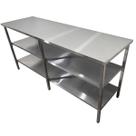 Mesa de Aço Inox Industrial 170x60x90 cm com 2 Prateleiras Plano Liso Nortinox Mesa de Aço Inox Industrial 170x60x90 cm com 2 Prateleiras Plano Liso Nortinox