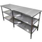 Mesa de Aço Inox Industrial 180x60x90 cm com 2 Prateleiras Plano Liso Nortinox Mesa de Aço Inox Industrial 180x60x90 cm com 2 Prateleiras Plano Liso Nortinox