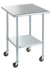 Mesa de aço inoxidável ROCKPOINT 30x30cm com rodas de rodízio Mesa de aço inoxidável ROCKPOINT 30x30cm com rodas de rodízio