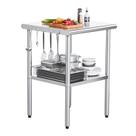 Mesa de aço inoxidável ROVSUN 24" x 24" com prateleira inferior ajustável Mesa de aço inoxidável ROVSUN 24" x 24" com prateleira inferior ajustável