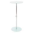 Mesa de Apoio ANM0110M Anima Office Tampo Redondo Vidro Branco Regulagem Altura Base Vidro Temperado