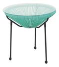 Mesa De Apoio Com Rattan Azul Turquesa 50x50 Cm Mesa De Apoio Com Rattan Azul Turquesa 50x50 Cm