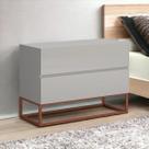 Mesa De Apoio De Cabeceira Eros 60cm Base Cobre MDF/MDP Quarto Moderno COR:OFF WHITE